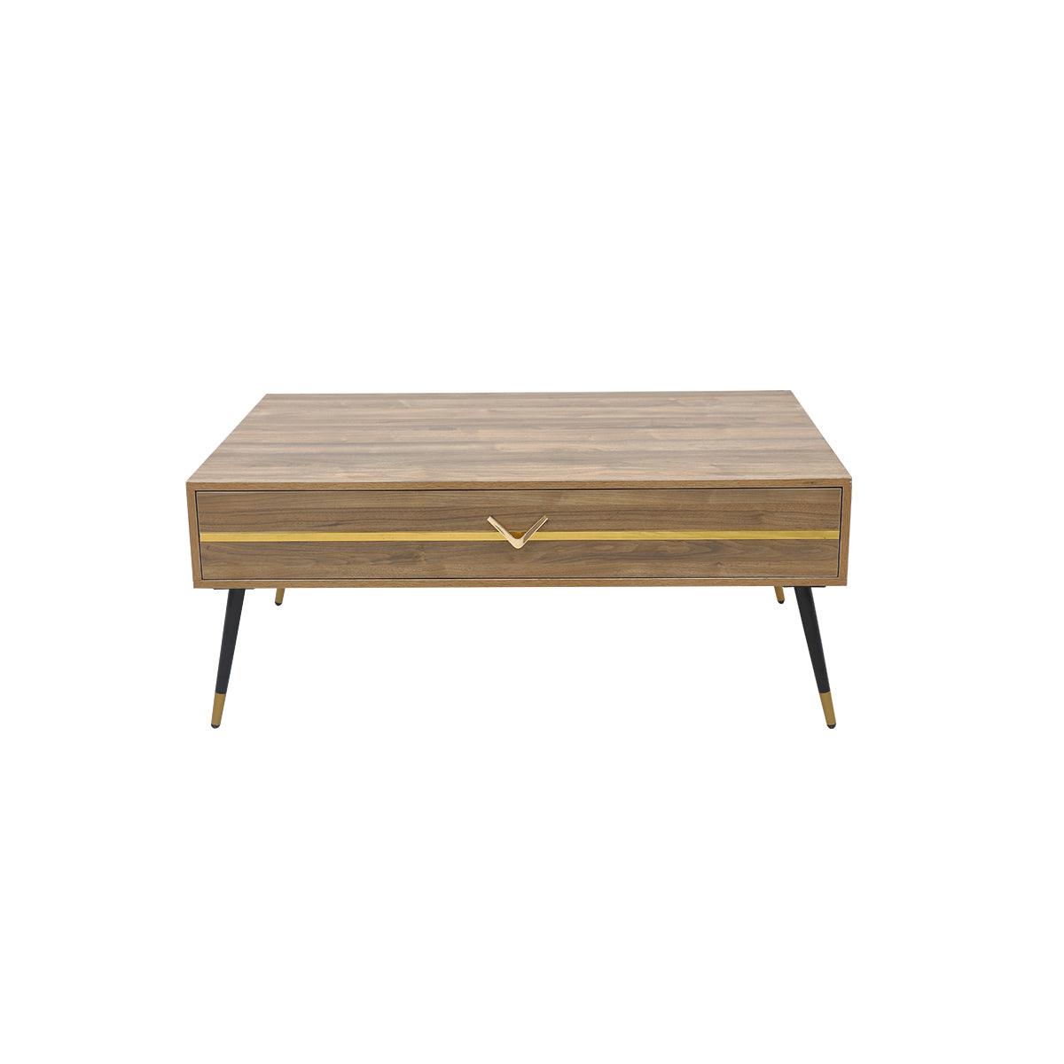Smart Sleek Warm Wood Tone with Gold Center Table Proffice furniture