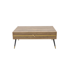 Smart Sleek Warm Wood Tone with Gold Center Table Proffice furniture