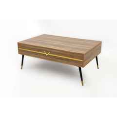 Smart Sleek Warm Wood Tone with Gold Center Table Proffice furniture