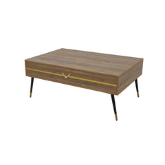 Smart Sleek Warm Wood Tone with Gold Center Table Proffice furniture