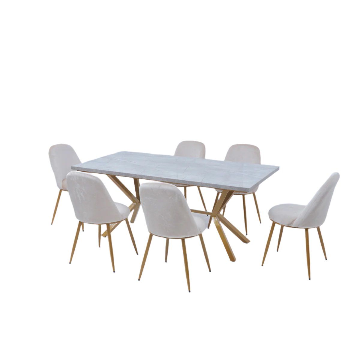 Dining Set Geometric Pattern Off White Proffice furniture