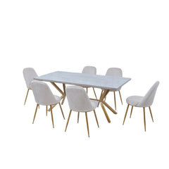 Dining Set Geometric Pattern Off White Proffice furniture