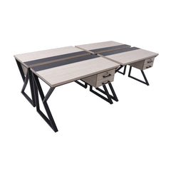 Industrial Desk with Partition and Storage Light Wood Proffice furniture